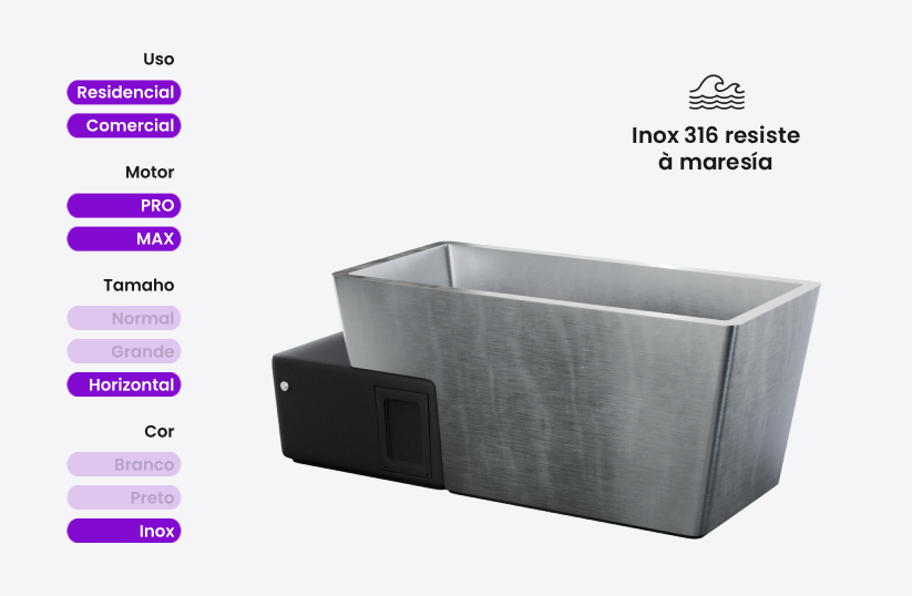 Comprar banheira de gelo cyber horizontal inox 316 crioterapia da Gelo Health